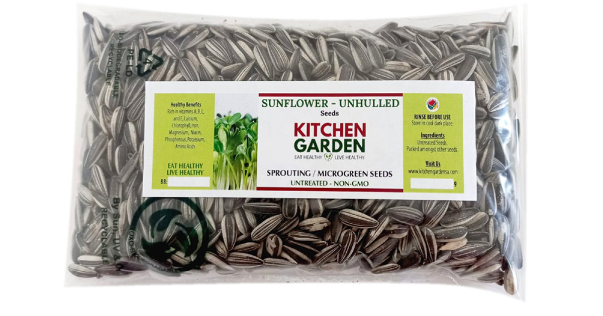 Buy Kitchen Garden Black Striped Unhulled Sunflower Seeds Sprouting