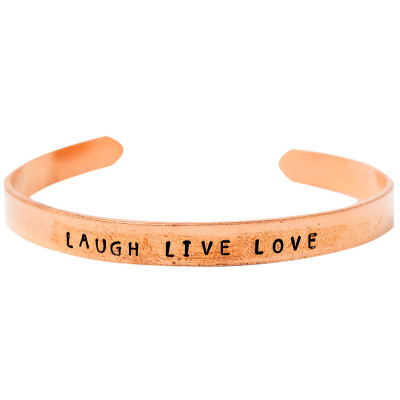 Live Light Copper Mantra Bracelet - Laugh. Live. Love