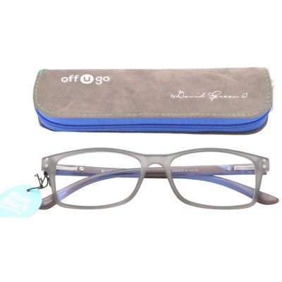 offugo James Blue Block Reading Glasses Grey - Plano