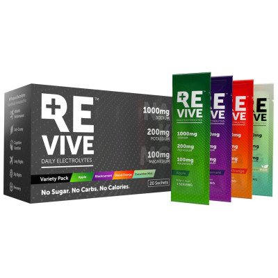 REVIVE Daily Electrolytes - Variety Mix Apple | Blackcurrant | Blood Orange | Cucumber Mint - 20 Pack