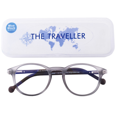 Traveller Journey 2 Blue Block Reading Glasses Grey +2.00