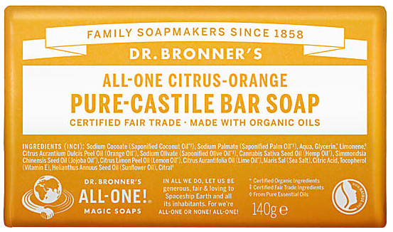 Buy Dr Bronner's Pure Castile Citrus Soap Bar Online | Faithful to Nature