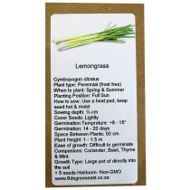 6 Degrees East Heirloom Herb Seeds - Lemongrass