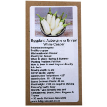 6 Degrees East Heirloom Veg Seeds - Aubergine - White Casper