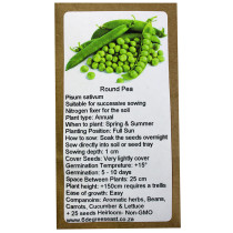 6 Degrees East Heirloom Veg Seeds - Peas - Round Pea