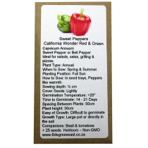 6 Degrees East Heirloom Veg Seeds - Pepper - California Wonder - Red & Green