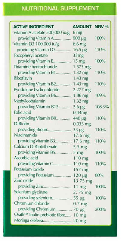 Buy Flora Force Multi Daily Vitamins with Moringa & Prebiotic Fibre 30 ...