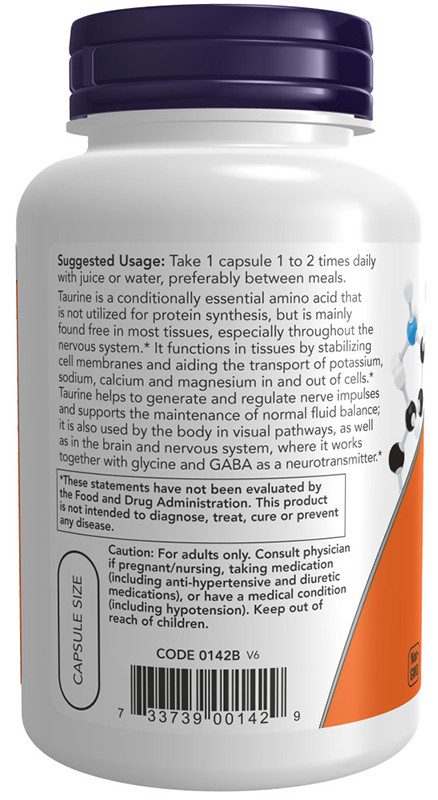 NOW Foods Taurina In Polvere - 8 Once (227g) - Integratore Puro