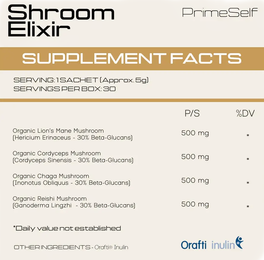 Buy PrimeSelf Shroom Elixir Sachets 30s Online Faithful to Nature