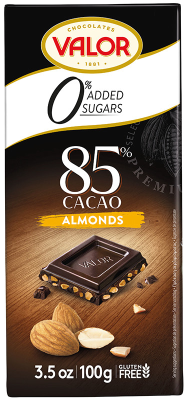 Buy Valor 85% Cacao with Almonds - Sugar Free Online | Faithful to Nature